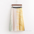 Womens Summer Customized Printed Pleated Midi Skirt